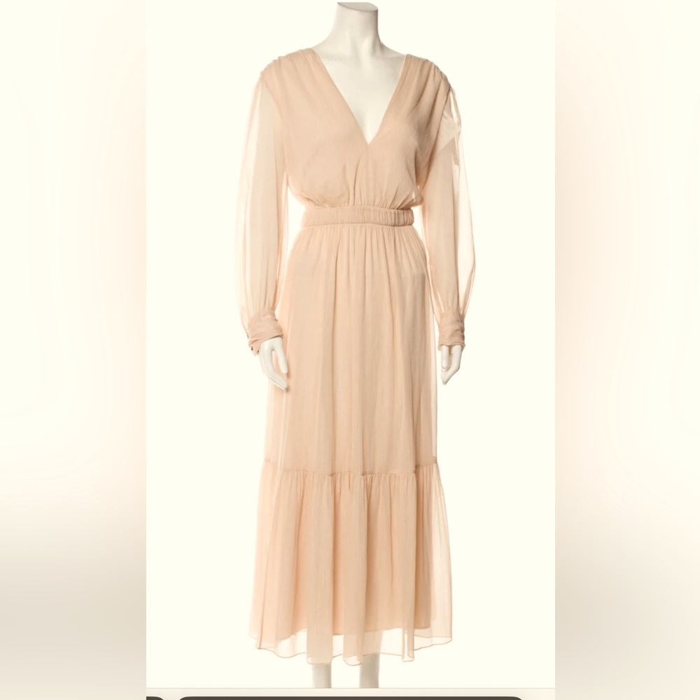 Sandro Long V neck Blush dress